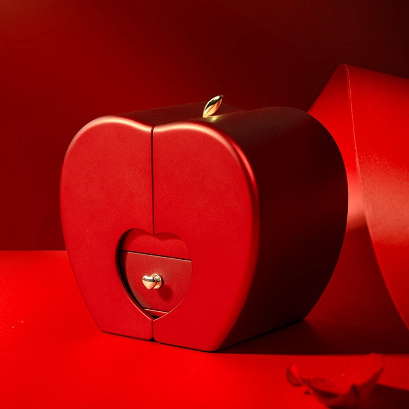 Red Apple Jewelry Box with Eternal Rose Gift Set