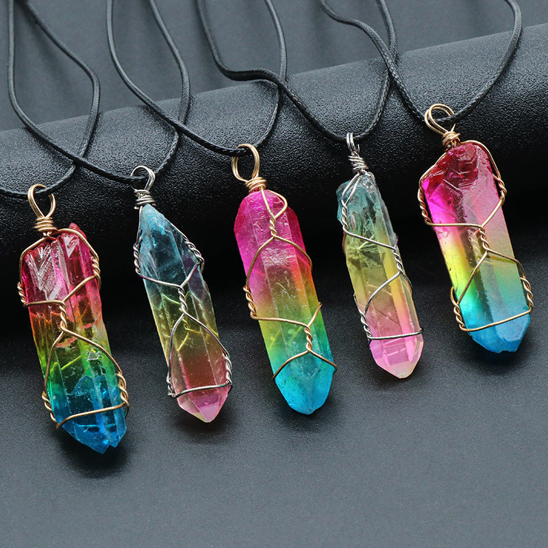 Elegant Stone Crystal Tree of Life Pendant Necklace