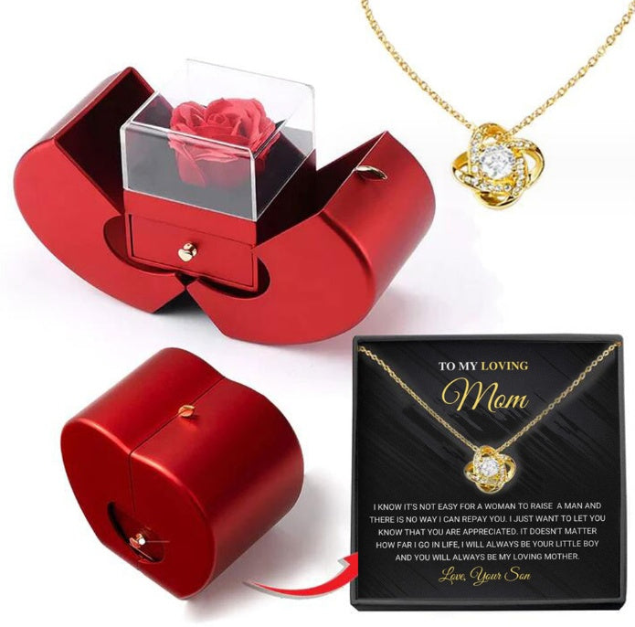 Red Apple Jewelry Box with Eternal Rose Gift Set