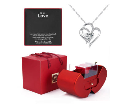 Red Apple Jewelry Box with Eternal Rose Gift Set