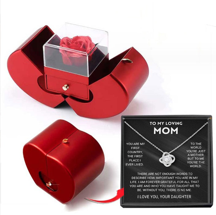 Red Apple Jewelry Box with Eternal Rose Gift Set