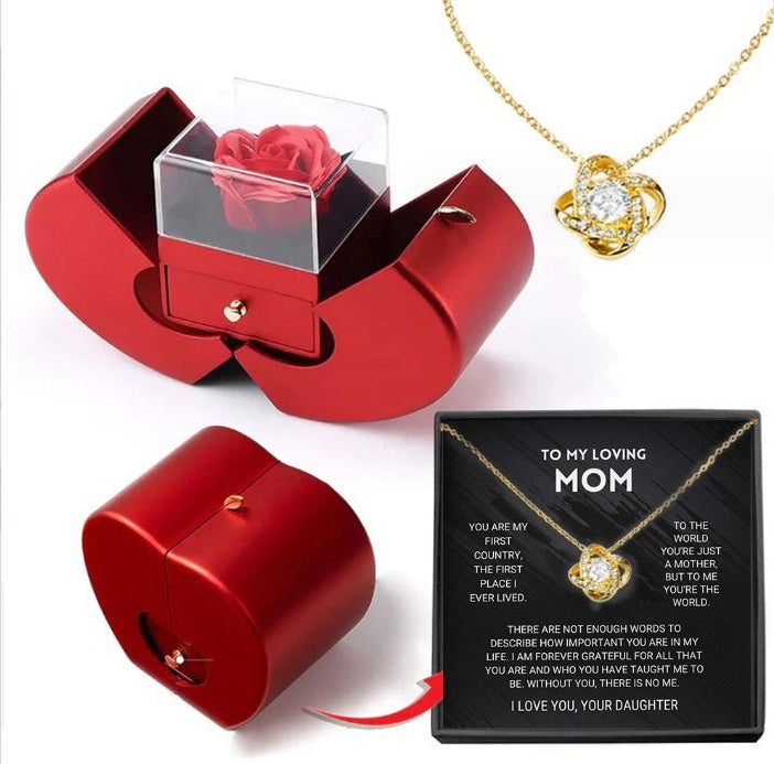 Red Apple Jewelry Box with Eternal Rose Gift Set