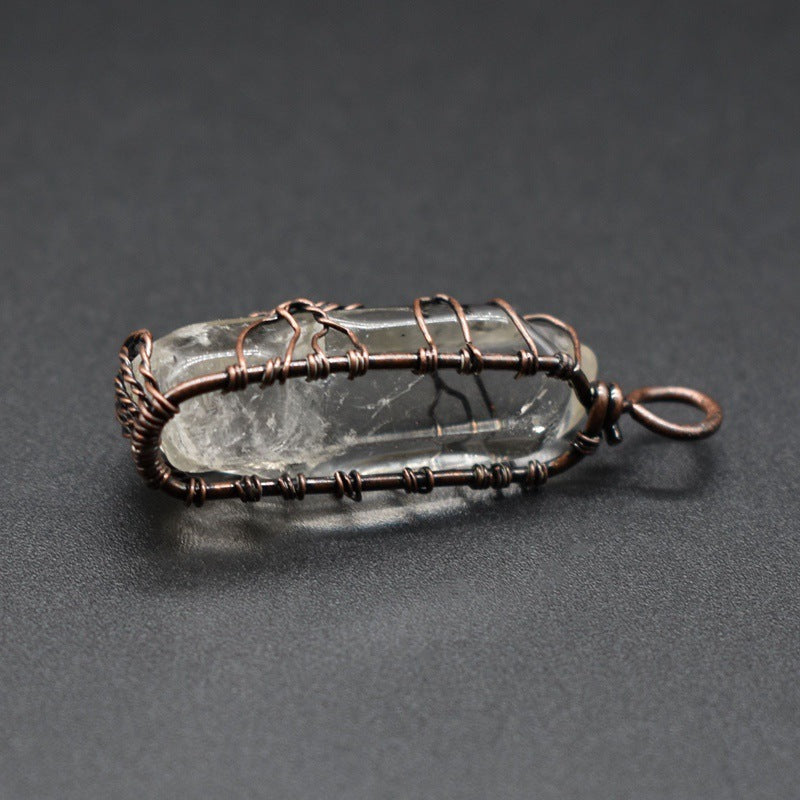 Elegant Stone Crystal Tree of Life Pendant Necklace