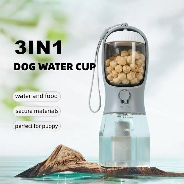 Portable 3-in-1 Dog Water Cup Food Bag Combo