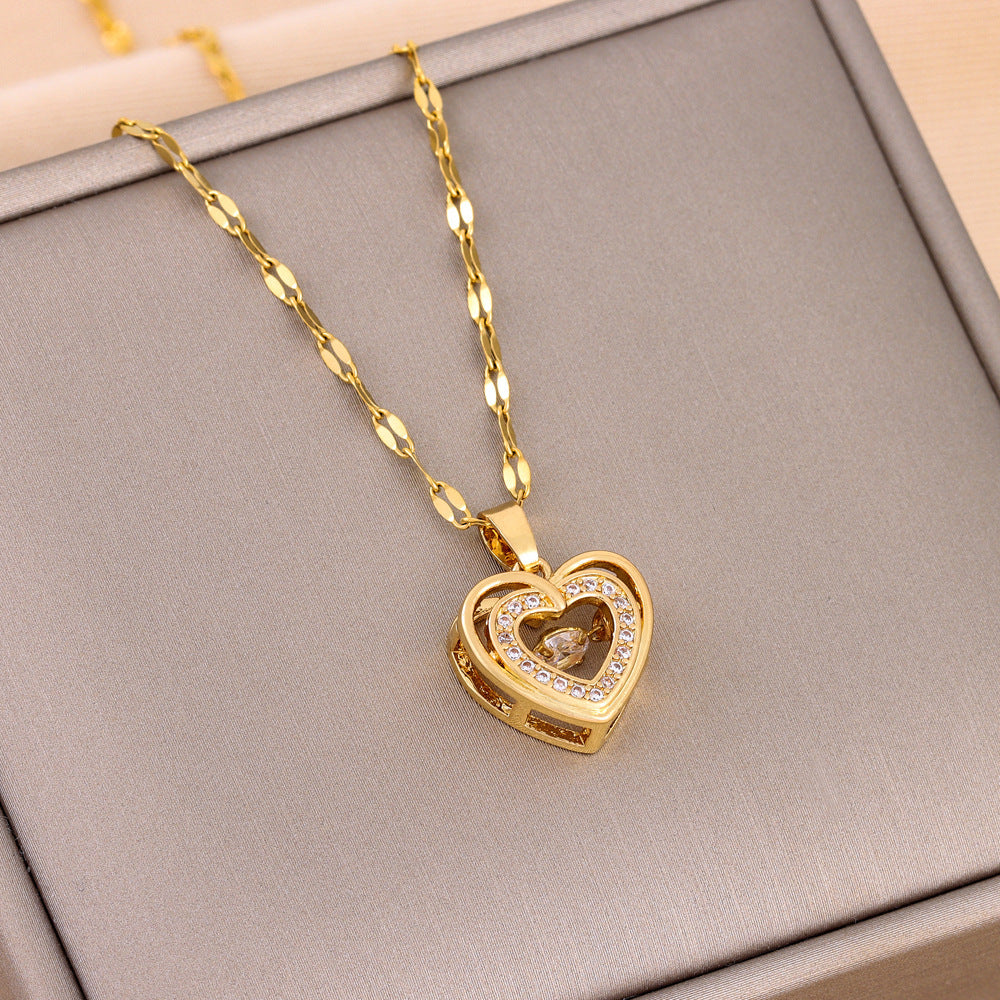 Double-Layer Rhinestone Love Necklace – Sparkle Her Heart!