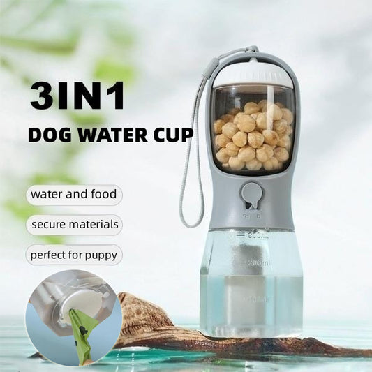 Portable 3-in-1 Dog Water Cup Food Bag Combo