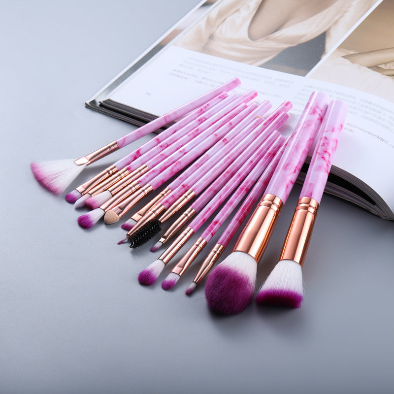 15-Piece Marble Makeup Brush Set — Stunning, Smooth, Essential!