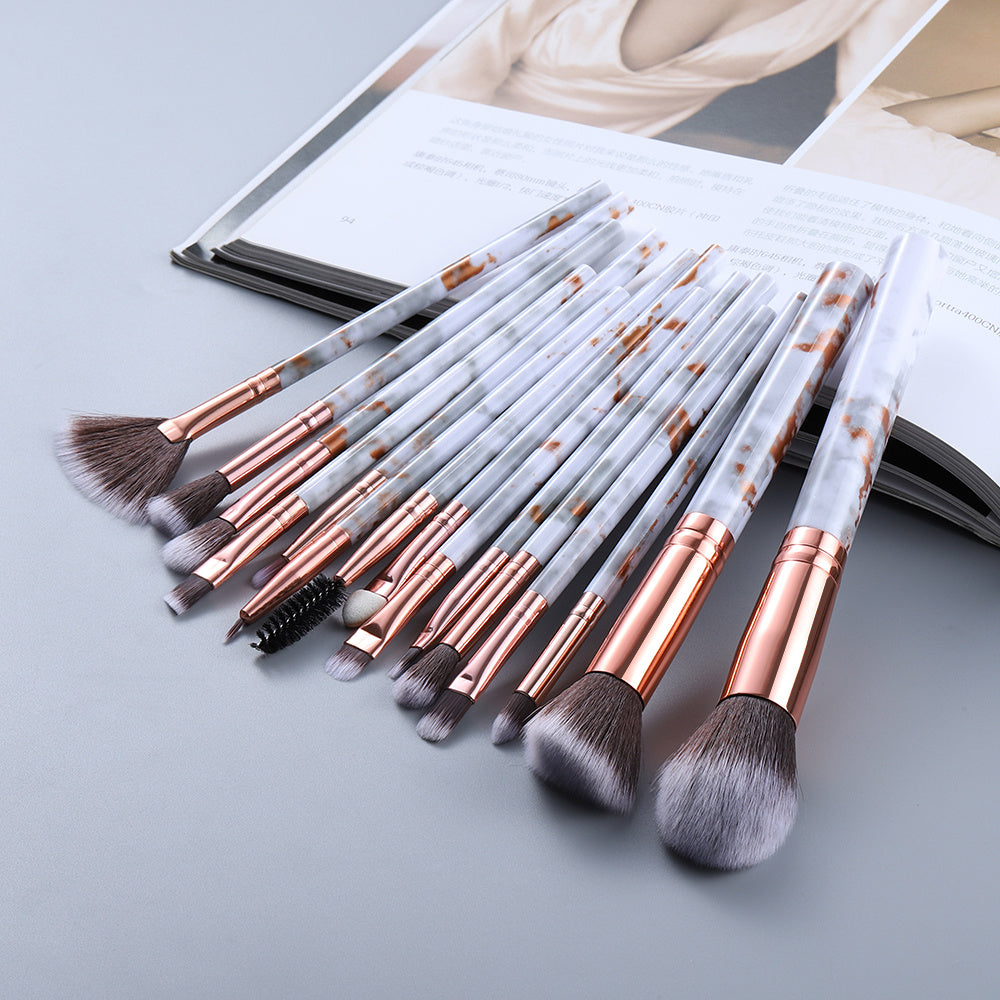 15-Piece Marble Makeup Brush Set — Stunning, Smooth, Essential!