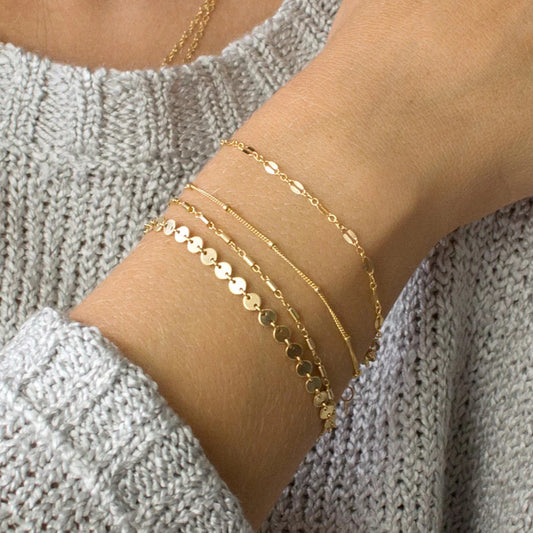 Chic 4-Pack Bracelets Set – Stylish Tube & Lace Chains