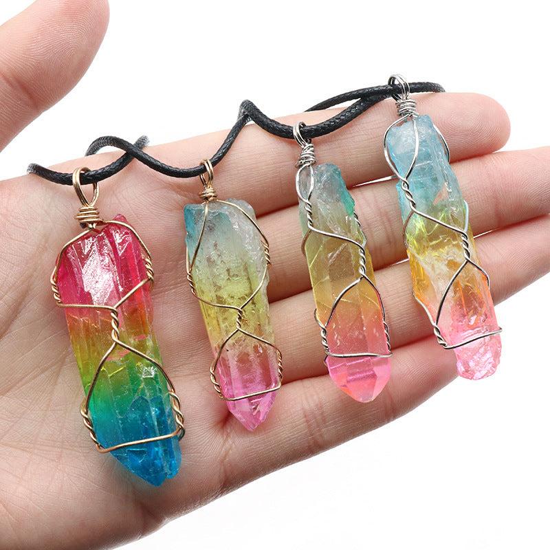 Elegant Stone Crystal Tree of Life Pendant Necklace