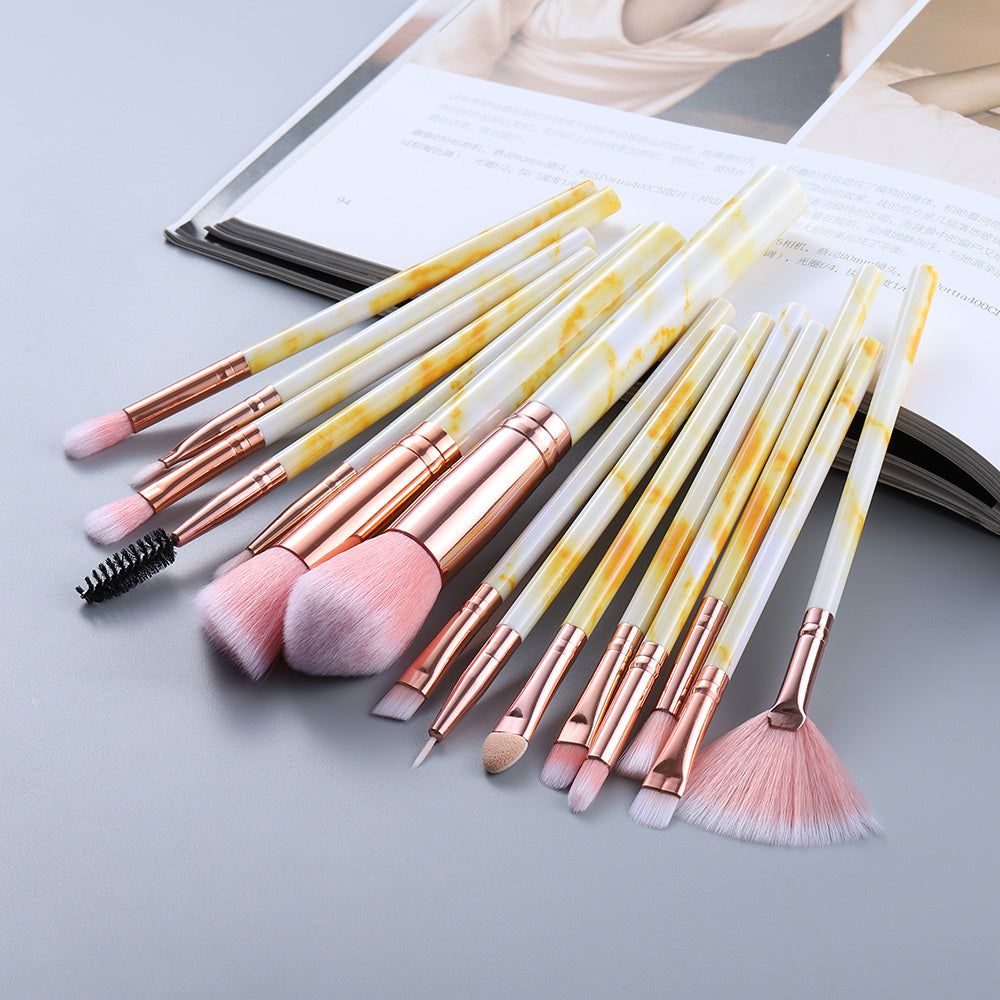 15-Piece Marble Makeup Brush Set — Stunning, Smooth, Essential!
