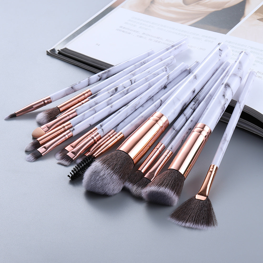 15-Piece Marble Makeup Brush Set — Stunning, Smooth, Essential!