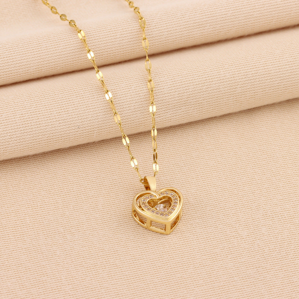 Double-Layer Rhinestone Love Necklace – Sparkle Her Heart!