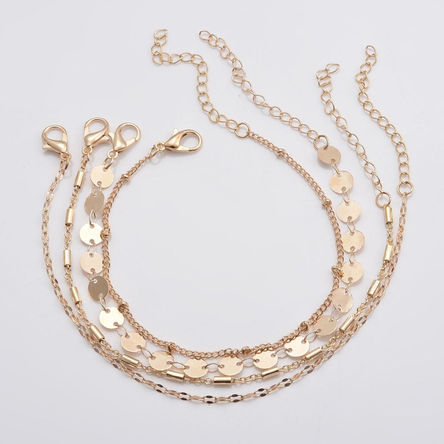 Chic 4-Pack Bracelets Set – Stylish Tube & Lace Chains