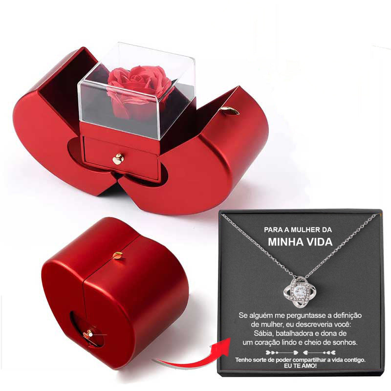 Red Apple Jewelry Box with Eternal Rose Gift Set