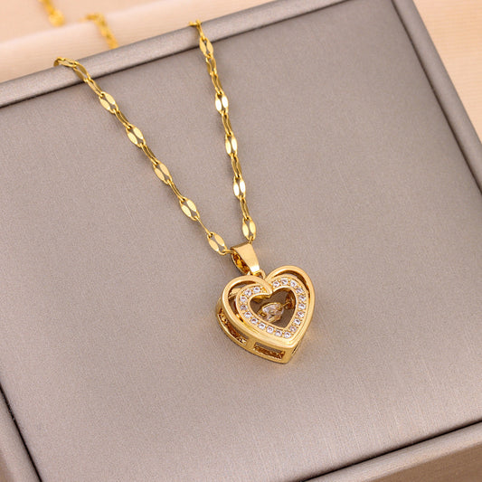 Double-Layer Rhinestone Love Necklace – Sparkle Her Heart!