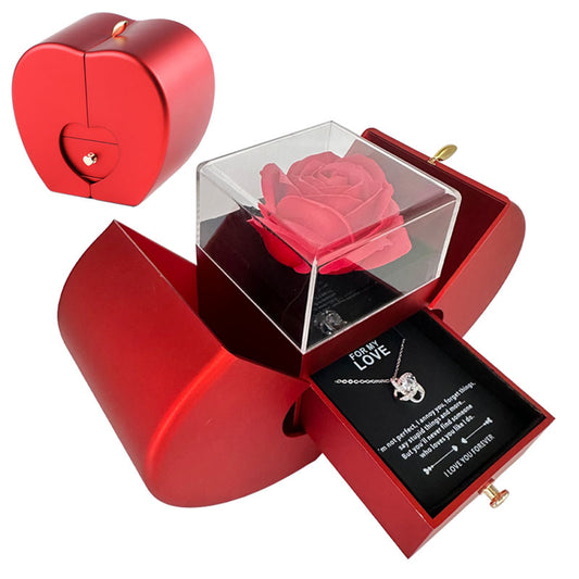 Red Apple Jewelry Box with Eternal Rose Gift Set