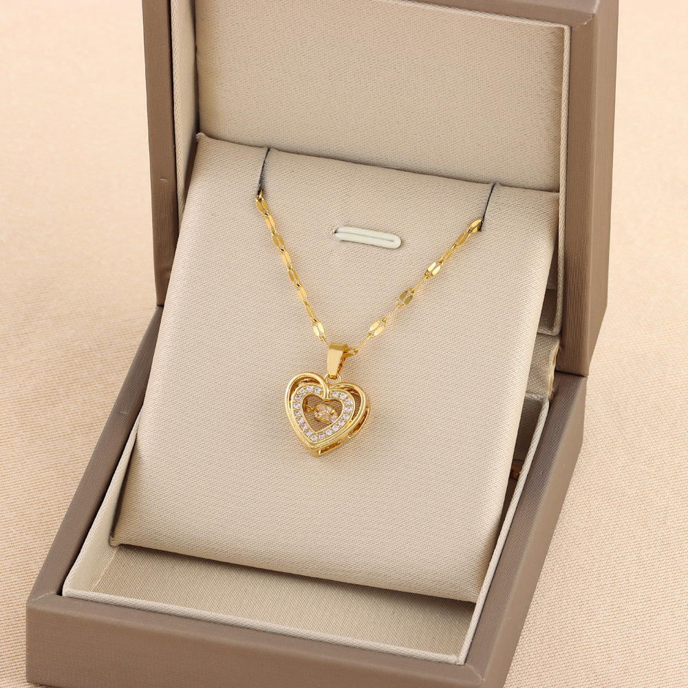 Double-Layer Rhinestone Love Necklace – Sparkle Her Heart!